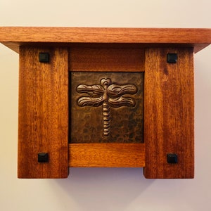 Arts and Crafts Style Doorbell Cover made with Mahogany Mission and Craftsman Style Chime Cover with Copper Dragon Fly