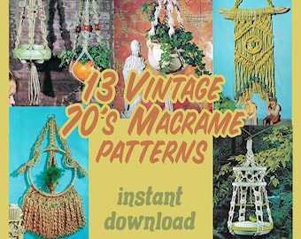 13 Vintage Macrame Patterns - 70's Macrame Pattern Macrame Planter Macrame Hanging How to Macrame Easy DIY Macrame Kit Macrame Knots