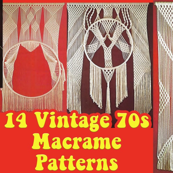 14 Vintage Macrame Patterns - 70's Macrame Pattern Macrame Planter Macrame Wall Hanging How to Macrame Easy DIY Macrame Kit Macrame Knots