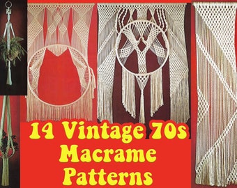 14 Vintage Macrame Patterns - 70's Macrame Pattern Macrame Planter Macrame Wall Hanging How to Macrame Easy DIY Macrame Kit Macrame Knots