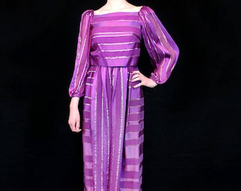 Vintage des années 1970 en soie robe petite - petite robe mauve 4 - Vintage des années 70 - Vintage robe violet - longue soie robe - robe longue violet