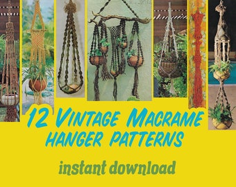 12 DIY Vintage Macrame Plant Hanger Patterns - 70's Macrame Pattern Vintage Plant Hanger DIY Boho Decor Bohemian Crafts Macrame Tutorial