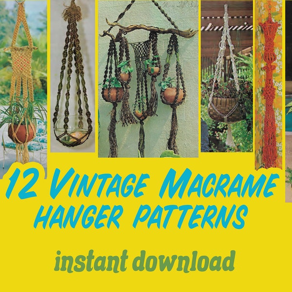 12 DIY Vintage Macrame Plant Hanger Patterns - 70's Macrame Pattern Vintage Plant Hanger DIY Boho Decor Bohemian Crafts Macrame Tutorial