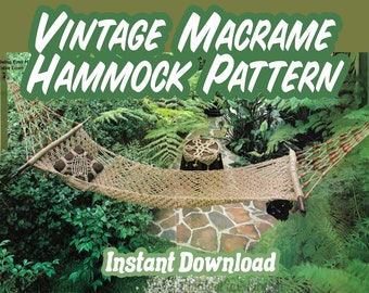Modèle de hamac vintage Téléchargement PDF - Instructions de hamac bricolage Tutoriel de hamac Comment fabriquer un modèle de hamac des années 1970