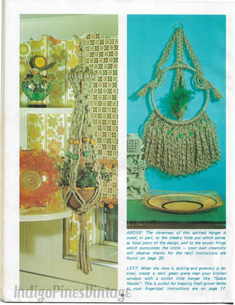 13 Vintage Macrame Patterns 70's Macrame Pattern Macrame Planter Macrame Hanging How to Macrame Easy DIY Macrame Kit Macrame Knots image 7