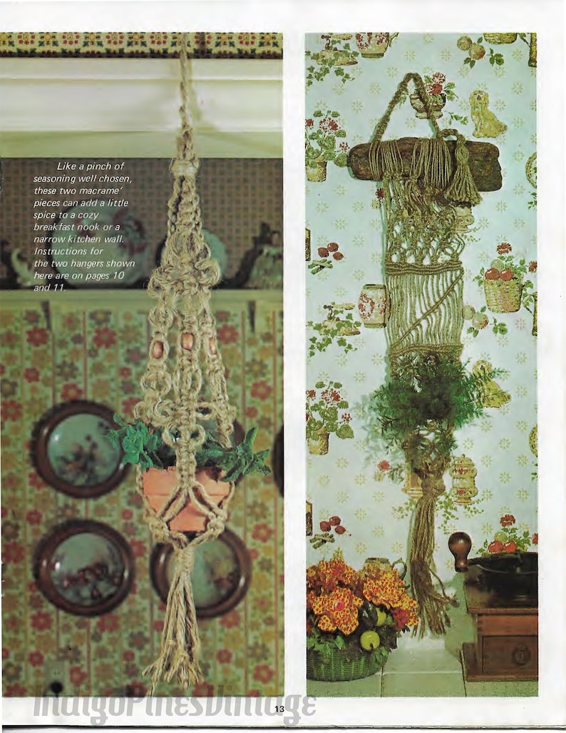 13 Vintage Macrame Patterns 70's Macrame Pattern Macrame Planter Macrame Hanging How to Macrame Easy DIY Macrame Kit Macrame Knots image 6