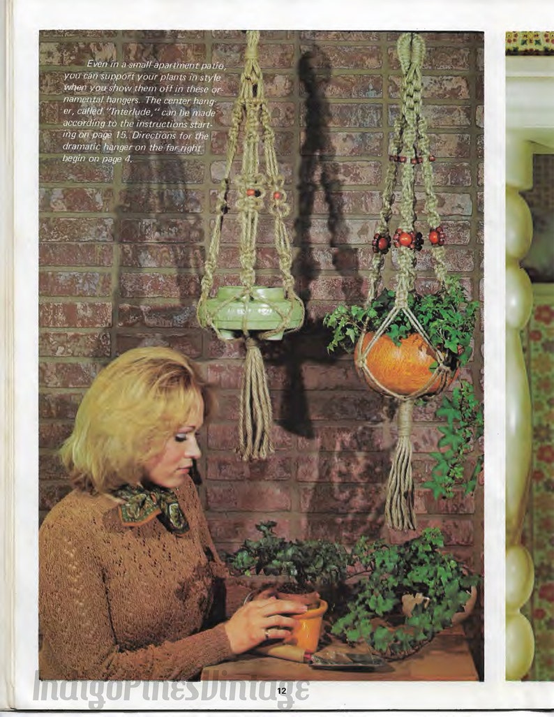 13 Vintage Macrame Patterns 70's Macrame Pattern Macrame Planter Macrame Hanging How to Macrame Easy DIY Macrame Kit Macrame Knots image 5