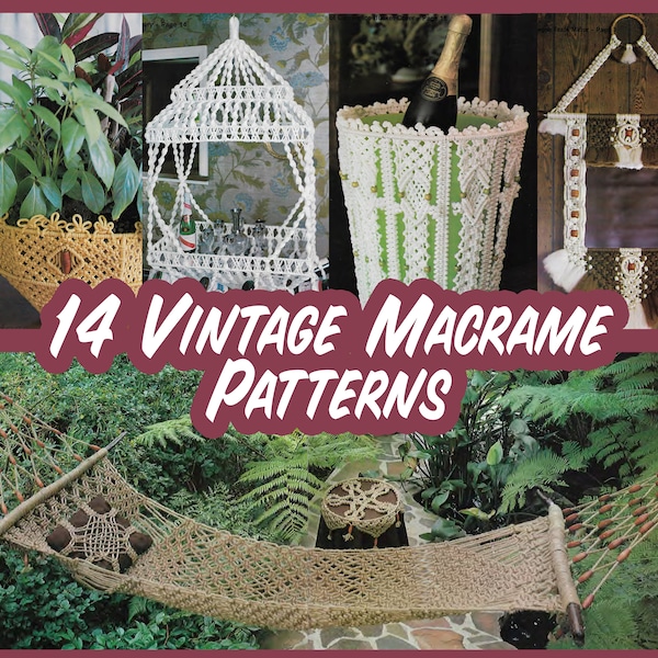 Vintage Macrame Pattern Book PDF Download - 70s Wall Hanging Pattern Macrame Bowl Woven Wall Hanging DIY Hammock Pattern Hammock Tutorial