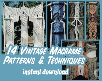 Vintage Macrame DIY Pattern Download - 70's Macrame Book DIY Wedding Backdrop Boho Wedding Macrame Hanging Wall Hanging Pattern 1970s decor