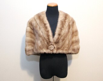 Vintage 1960's Mink Stole - 60's Mink Cape - Blonde Fur Coat - Vintage Fur Coat Vintage Mink Stole Real Fur Cape Wedding Fur Bridal Wrap