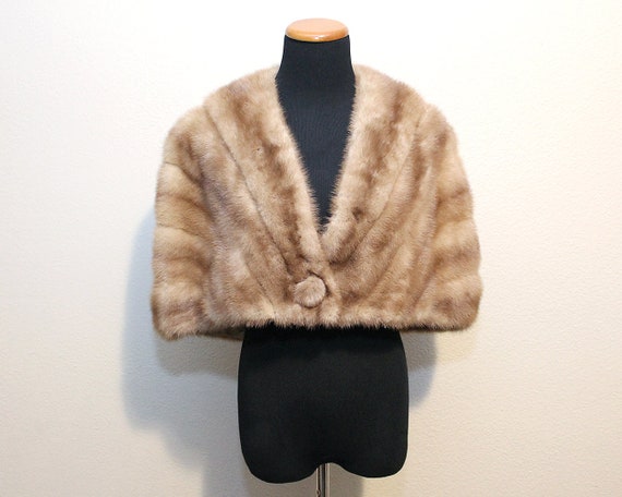 Vintage 1960's Mink Stole - 60's Mink Cape - Blonde F… - Gem