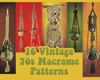 16 Vintage Macrame Patterns - 70's Macrame Pattern Macrame Planter Macrame Hanging How to Macrame Easy DIY Macrame Kit Macrame Knots