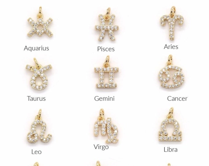 Add-On 14k Gold Diamond Zodiac Charms | Choice Of Charms | Personalize Charms | April Birthday |