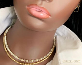 18K Solid Gold 4mm Bead Necklace | The ‘Essence’ Chain by Waisted Gems | Bespoke AU750 Fine Jewelry | Yellow, White, Rose | Custom