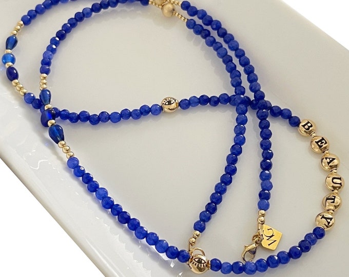 Beauty Sapphire Blue Waist Bead  | Gemstone Hip Beads |  Healing Belly Chain | Blue Waisted Gems |  Evil Eye Charm Hip Beads | Protective
