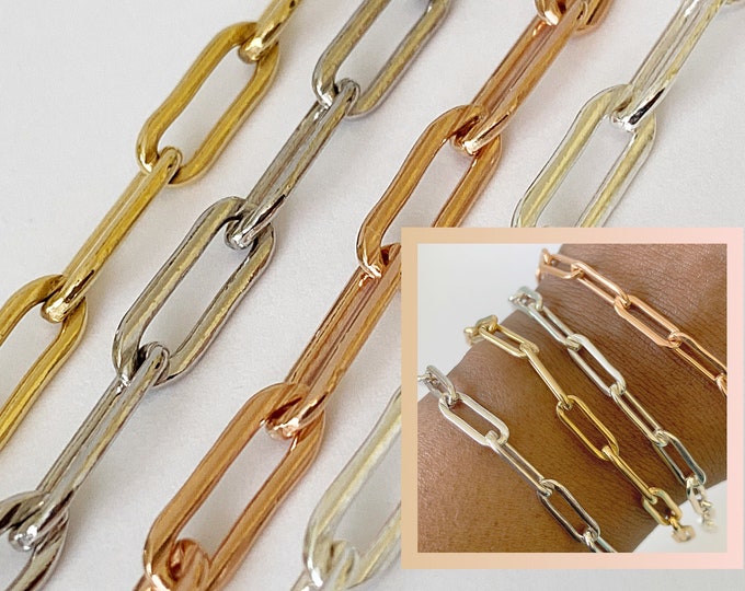 14k Large Link Chain Bracelets | Anchor Chain | Layering Chain | Milano link Chain | Silver Large Link Chain Bracelet | Paper Clip