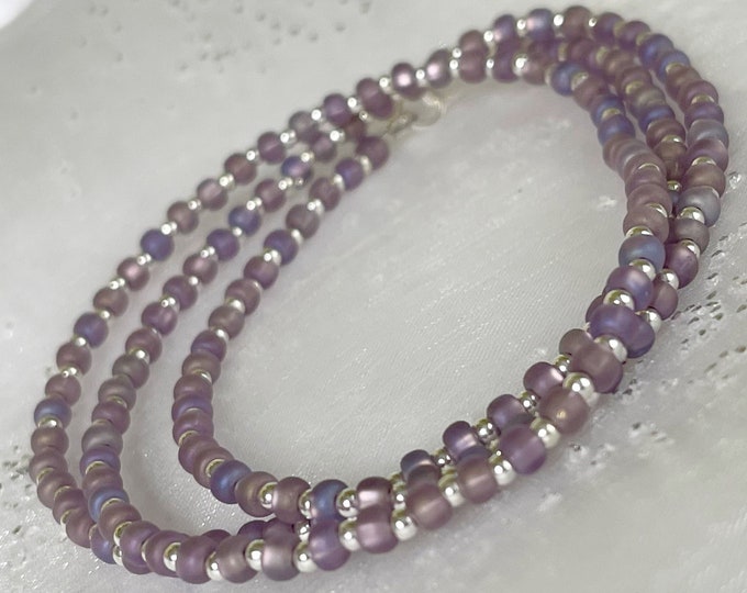 Purple and Sterling Silver Waist Beads | African Waist Beads | Silver Belly Chain | Plus Size Waist Beads | Shiny Waist Bead |m