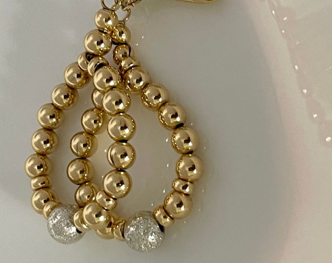 Handmade Clip-On Sparkle Bead Earrings | Shiny Long Hoop Earrings | Throw Back Earrings | Sexy Dangle Chain Earrings |  Rave Jewelry