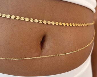 14k Gold Disk Waist Chain | Gold Belly Chain | Plus Size Waist Chain | Gift for Her | 14k Gold Filled | Beaded Waist Chain | Best Seller