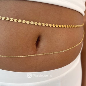 14k Gold Disk Waist Chain | Gold Belly Chain | Plus Size Waist Chain | Gift for Her | 14k Gold Filled | Beaded Waist Chain | Best Seller