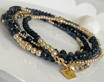 Divine Sapphire and 14k Gold Waist Gems |  African Waist Beads | Royal Blue Waist bead | Gift for her | Gold Filled Belly Chain