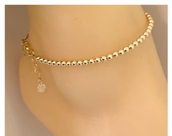 14k Gold Beaded Anklet | Gold Dainty Jewelry | Gold Filled Anklet | Mothers Day Gifts | Gold Bead Ankle Bracelet | Jewelry Collection