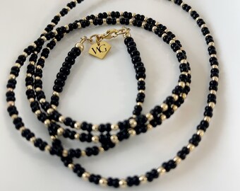 14k Gold Waist Beads | Gold Belly Chain | Waistbeads w/ clasp |  African Waist Beads | Dainty Belly Chain |  Black Waist Beads