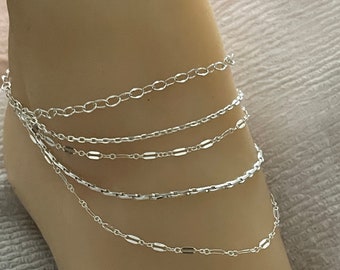 Silver Layered Multi Chain Anklet | Silver Anklet | Mothers Day Gifts | Shiny Ankle Bracelet | Jewelry Collection | Sexy Summer Anklet