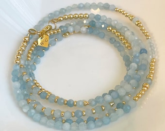 Fearless Aquamarine Gemstone Waist Beads | March Waistbeads | Aquarius Birthday Waist Gems |  Belly Chain | Custom Gift |  Crystal Belt