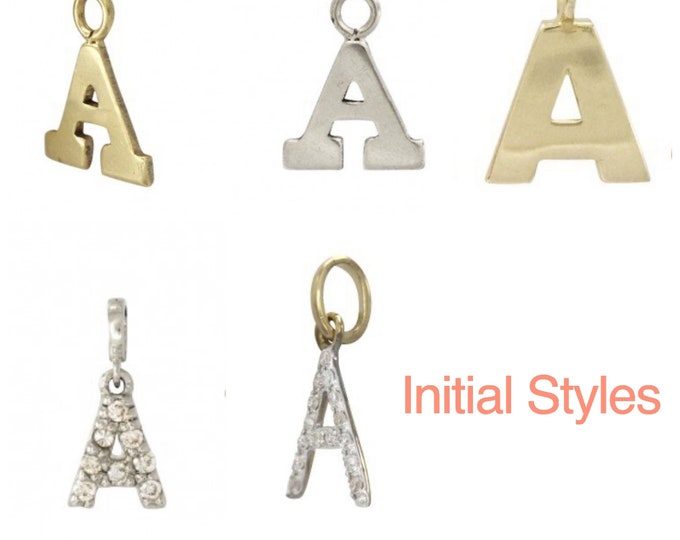 14k Diamond Initial Charm | 14k Gold Filled CZ Initial Charm | 18k Stainless Steel Initial Charm - Add-On Choice Of Charms