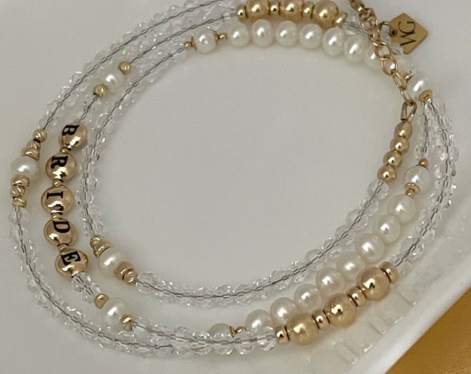 14k Gold Bride Waist Beads | Natural Akoya Pearl Waist Beads | Bridal Jewelry Set | Shinny Crystal Hip Beads | Personalize Waist Bead Gift