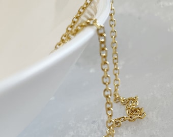 1.8mm Diamond Cut 14k Gold Waist Chain | Dainty Cable Body Jewelry | 14k Solid Gold Hip Chain | Luxury body chain | Gift for Women