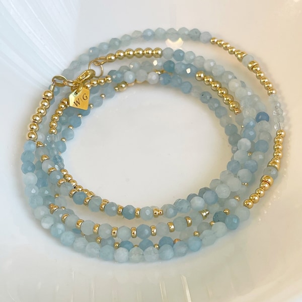 Fearless Aquamarine Gemstone Waist Beads | March Waistbeads | Aquarius Birthday Waist Gems |  Belly Chain | Custom Gift |  Crystal Belt