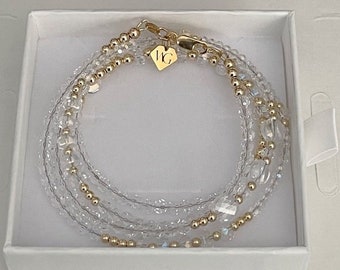 Crystal and 14k Gold Waist Beads / Shiny Waist Chain / African Waist Beads / Adjustable Stomach Jewelry / Gifts for Her / Waist Gems