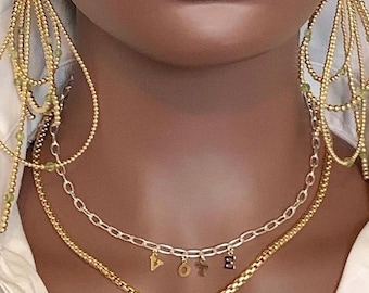 14k Gold Rounded Box Chain Necklace - Venetian Style