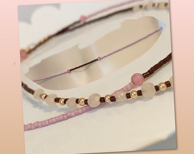 pink and gold waist beads