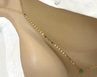 Emerald Crystal Body Chain: Gold CZ Diamond Jewelry