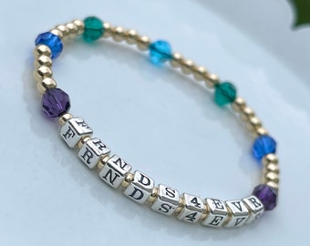Personalized 14k Gold Beaded Crystal Bracelet: Friendship Gift