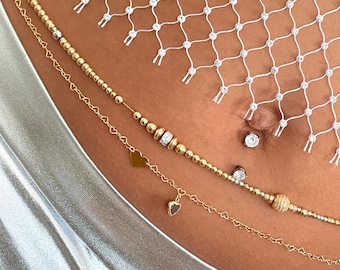14k Gold Heart Charm Waist Chain + Gold Belly Chain + Gift for Her + 14k Gold Filled + Plus Size + Heart Shape Waist Chain + Best Seller