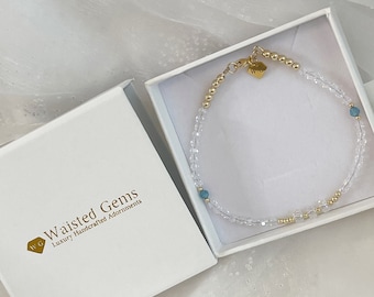 Crystal and 14k Gold Anklet | Dainty Anklet | Crystal Anklet | Shiny Anklet | Summer Jewelry | Sparkly Ankle Bracelet |
