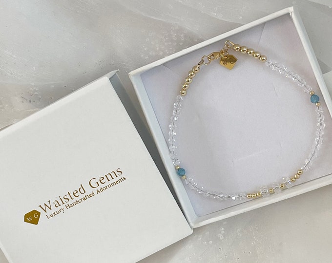 Crystal and 14k Gold Anklet | Dainty Anklet | Crystal Anklet | Shiny Anklet | Summer Jewelry | Sparkly Ankle Bracelet |