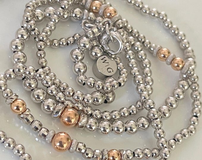 14k Solid Gold Waist Beads: Two-Tone Diamond Cut Belly Chain