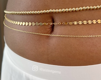 14k Gold Waist Beads, Flower African Waist Beads