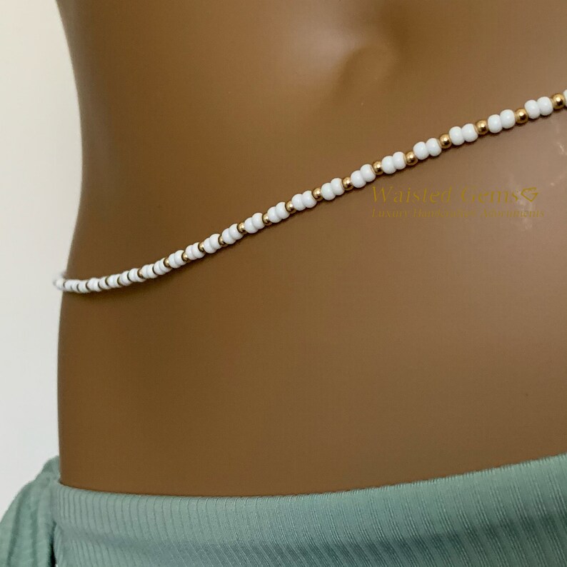 14k Gold and White Waist Beads Belly Chain Waistbeads W/ Etsy