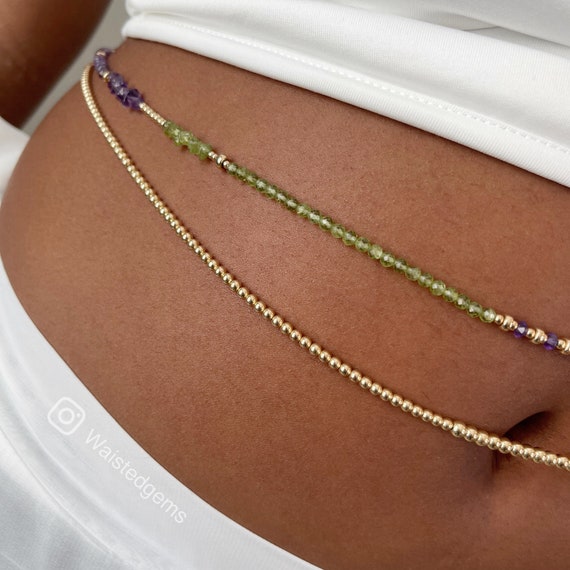 14k Gold Waist Beads, Flower African Waist Beads