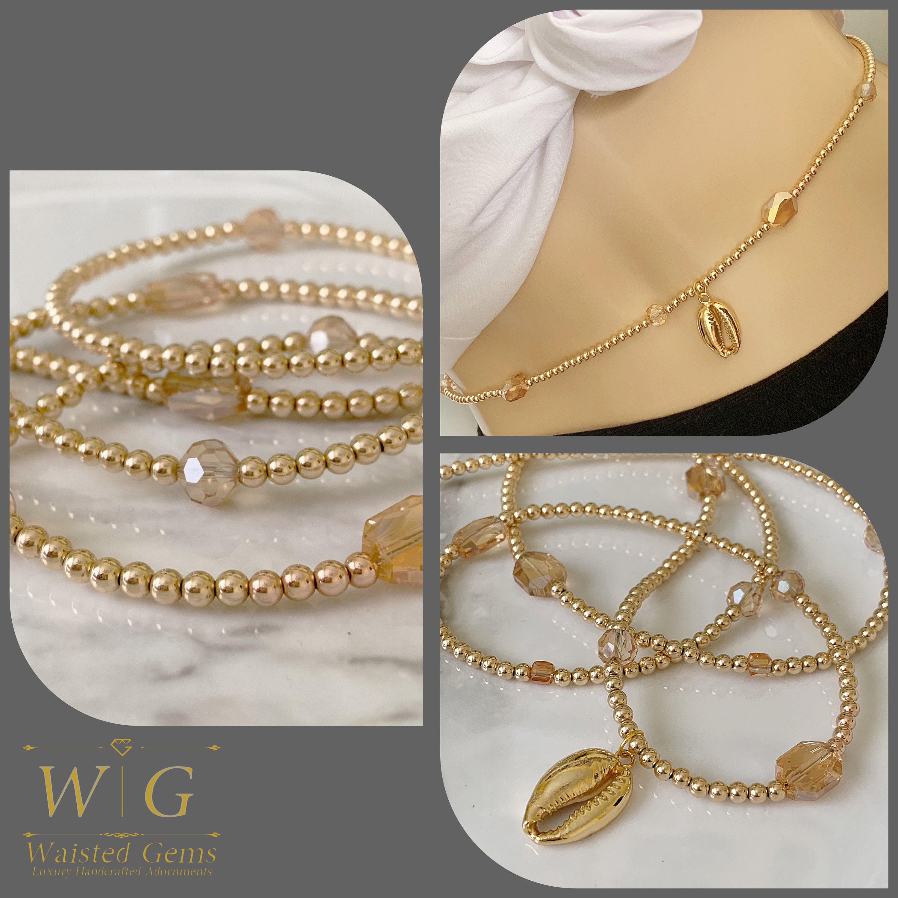 14k Gold Crystal Waist Beads 14k Gold Waist bead African Etsy