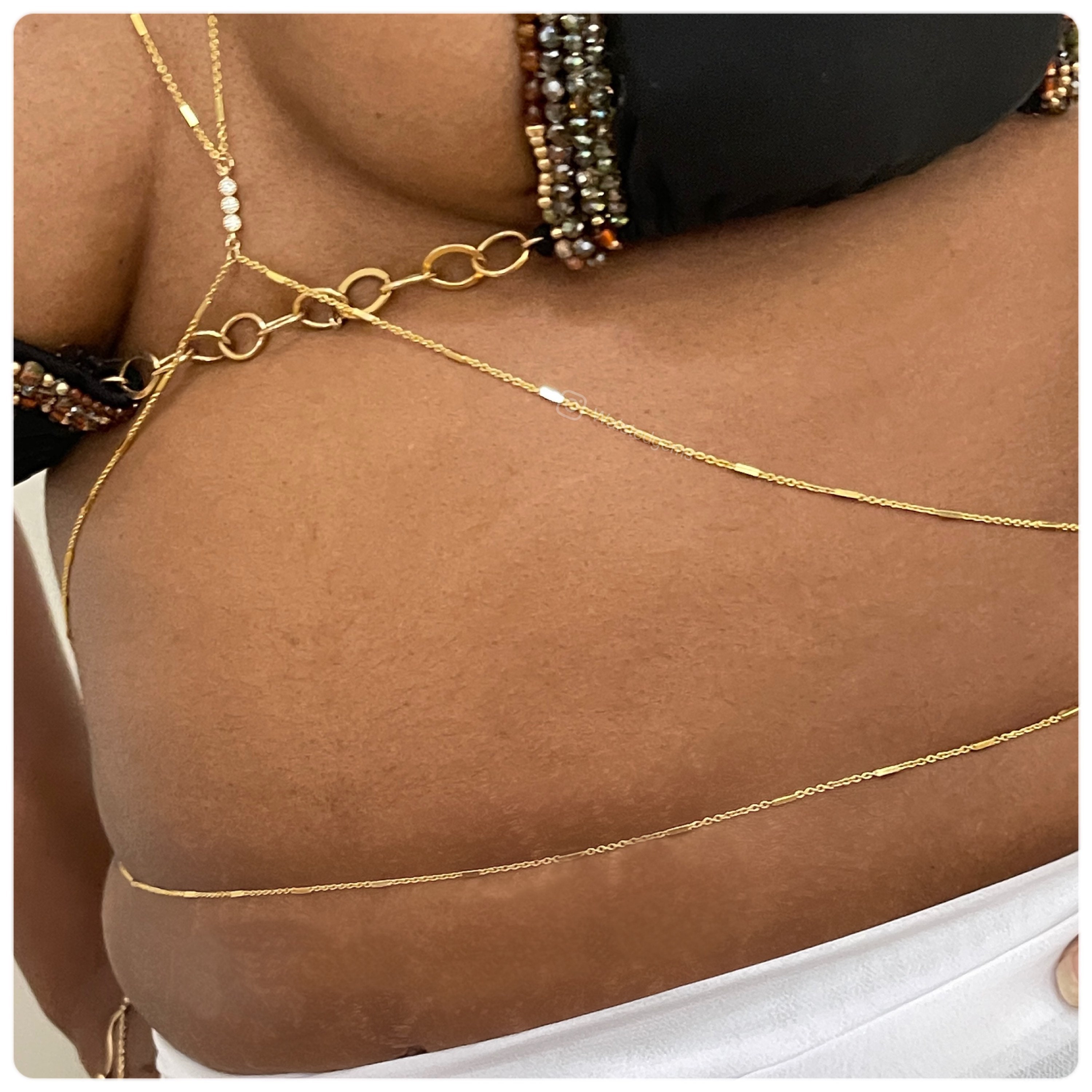 14k Gold Chain Bra Chain Bralette Chain Halter Top Gypsy Bikini