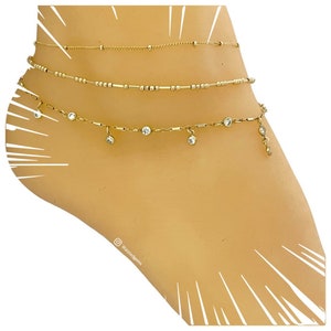 14k Solid Gold Station Waist Chain Beaded Belly Gems Plus Size Body Chain Dainty Waist Chain Gift for Women Gold Filled image 5