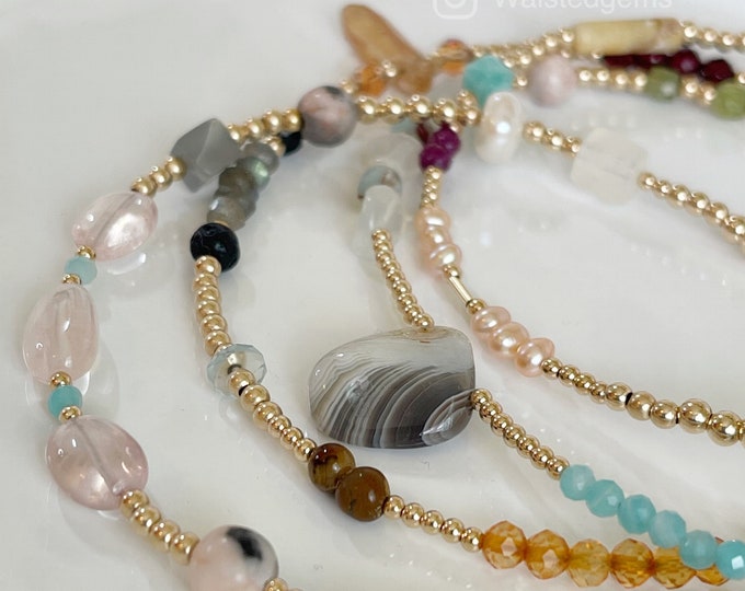 Grown Woman Sh!t!!! 14k Gold Waist Gems Beads | African Waist Beads | Crystal Waist Gems | Plus Size Waist Bead | Custom Hip Beads | Goddess