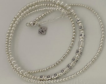 Personalized Sterling Silver Waist Beads: Custom Name Belly Chain